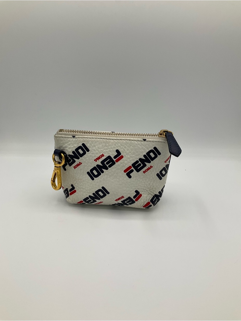 Fendi x Fila Mania Leather Coin Pouch / Mini Key Pouch – White Logo Print